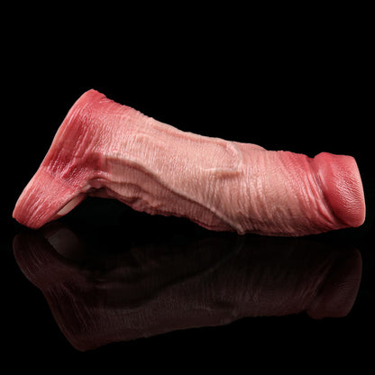 JH37 Luxe Open-Tip Girth-Enhancing Penis Sleeve 7 Inch with Realistic Skin Texture and Ball Loop Base