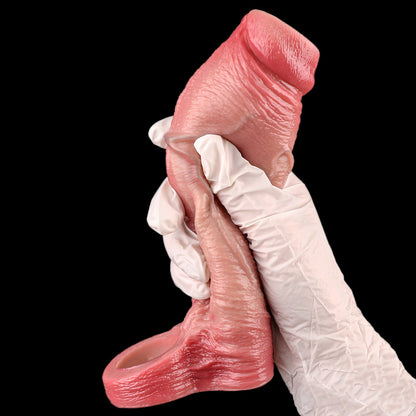 JH37 Luxe Open-Tip Girth-Enhancing Penis Sleeve 7 Inch with Realistic Skin Texture and Ball Loop Base