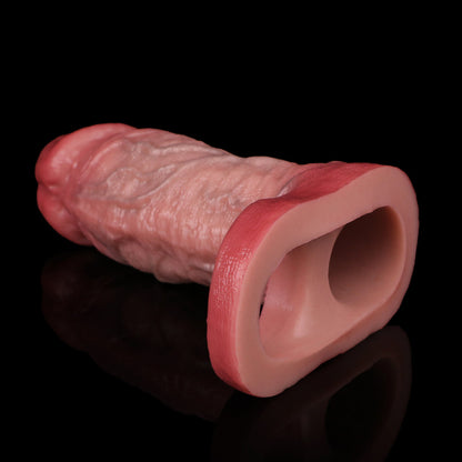 JH85 Luxe Compact Silicone Penis Extension Sleeve 5.5 Inch with Realistic Skin Texture and Added 1 Inch Length