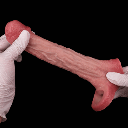 JH85 Luxe Compact Silicone Penis Extension Sleeve 5.5 Inch with Realistic Skin Texture and Added 1 Inch Length