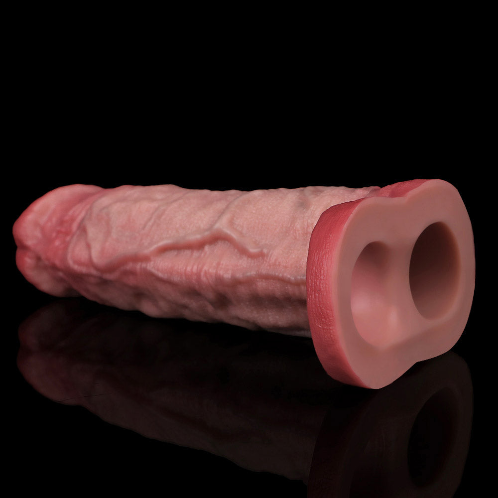 JH88 Luxe Realistic Silicone Penis Extension Sleeve 7 Inch with Real Skin Details and Added 1 Inch Length