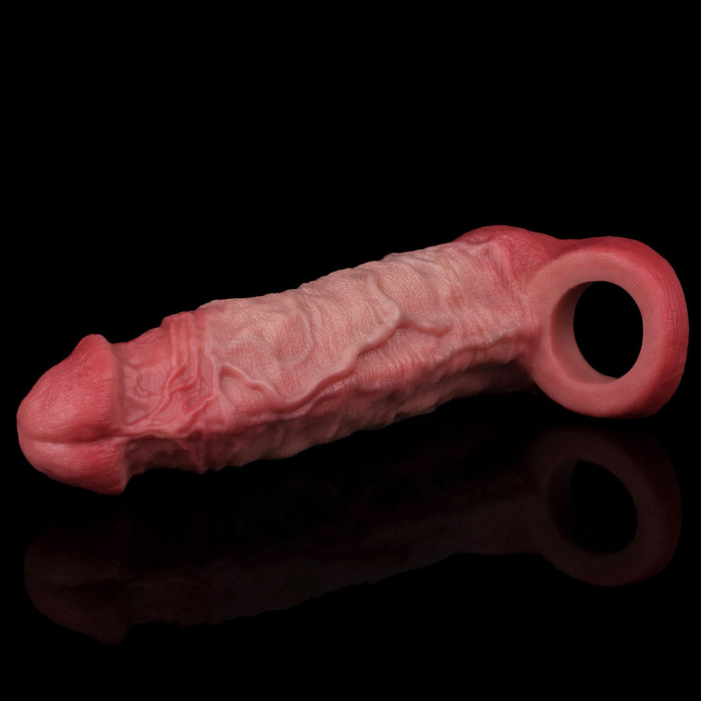 JH88 Luxe Realistic Silicone Penis Extension Sleeve 7 Inch with Real Skin Details and Added 1 Inch Length