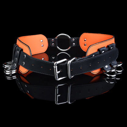 JK95 Luxe Real-Feel Hollow Strap-On Penis Sleeve 7.5 Inch with Bold Veins and Dual-Tone Leather Harness
