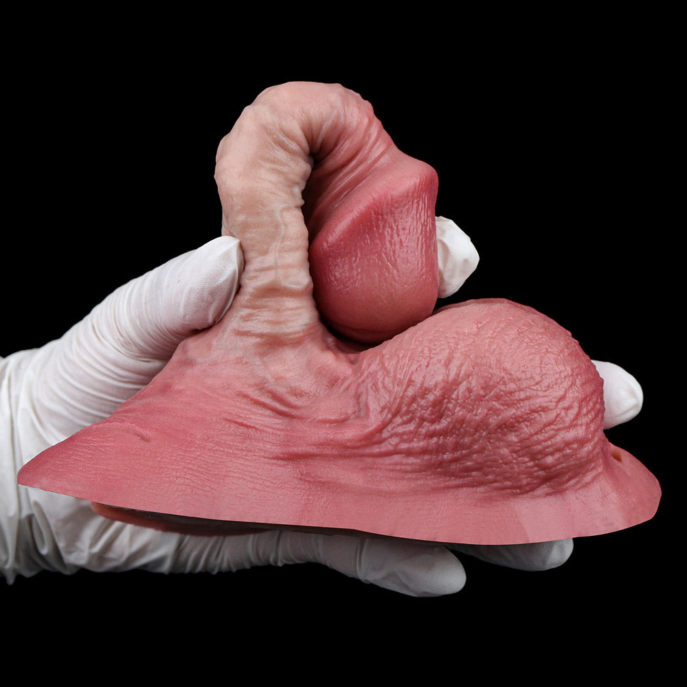 JK95 Luxe Real-Feel Hollow Strap-On Penis Sleeve 7.5 Inch with Bold Veins and Dual-Tone Leather Harness