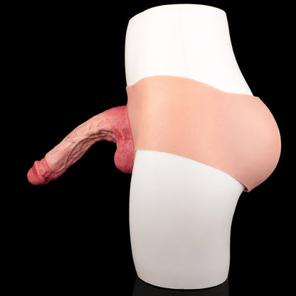 JK04 Ultra-Realistic Large Hollow Strap-On Penis Sleeve 9 Inch with 3-Inch Extension Depth and Sculpted Thick Veins