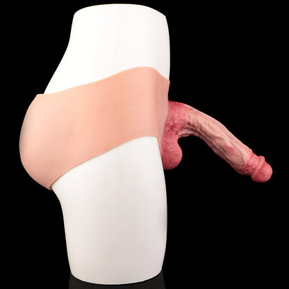 JK04 Ultra-Realistic Large Hollow Strap-On Penis Sleeve 9 Inch with 3-Inch Extension Depth and Sculpted Thick Veins