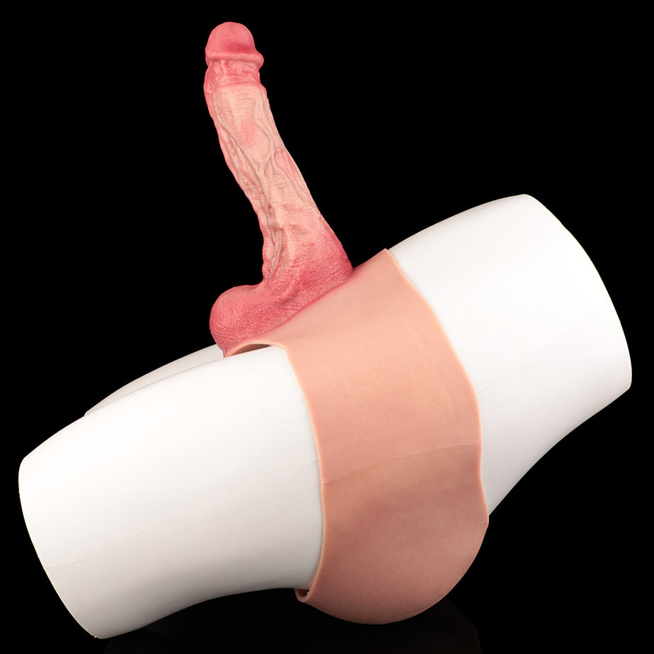 JK04 Ultra-Realistic Large Hollow Strap-On Penis Sleeve 9 Inch with 3-Inch Extension Depth and Sculpted Thick Veins