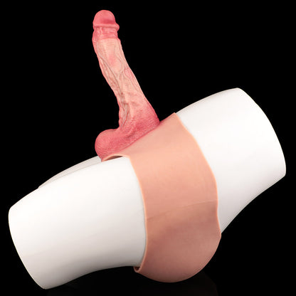JK04 Ultra-Realistic Large Hollow Strap-On Penis Sleeve 9 Inch with 3-Inch Extension Depth and Sculpted Thick Veins
