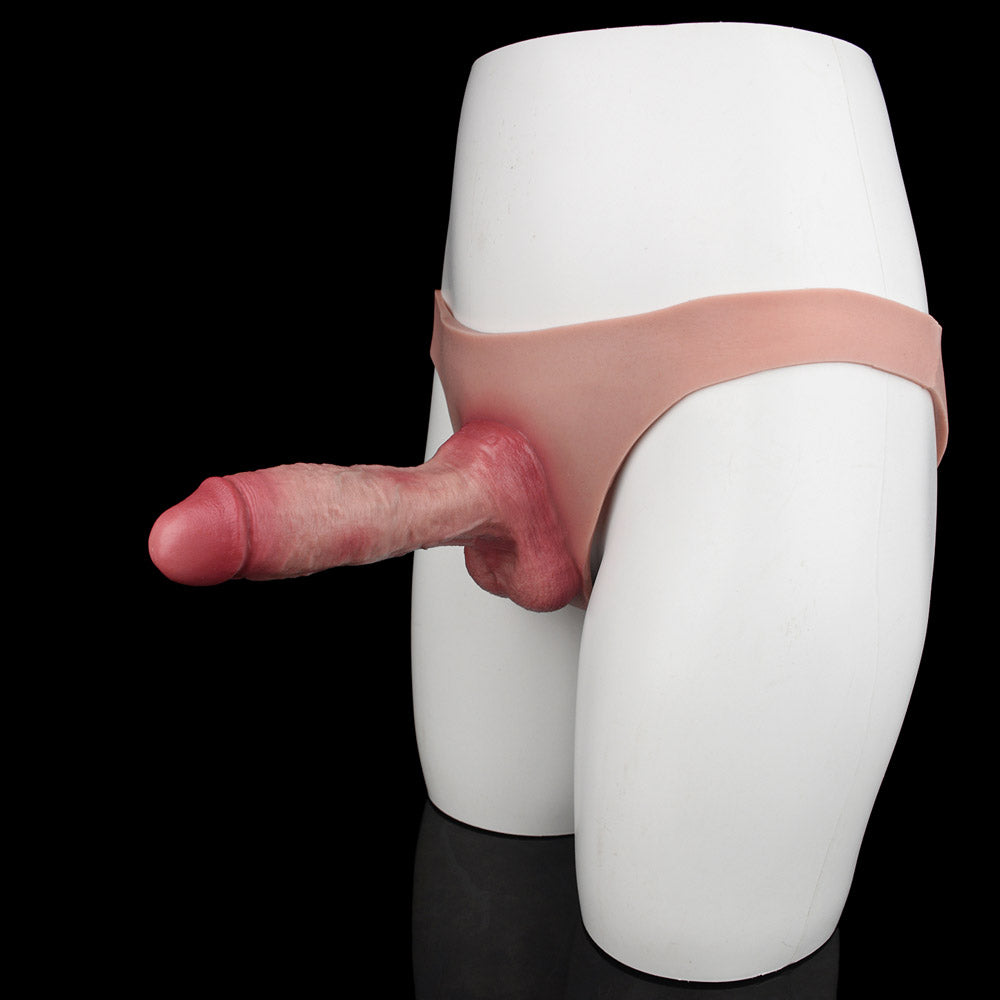 JK12 Luxe Hollow Strap-On Penis Sleeve 7.5 Inch with Natural Fit Waistband and Sculpted Real-Skin Texture