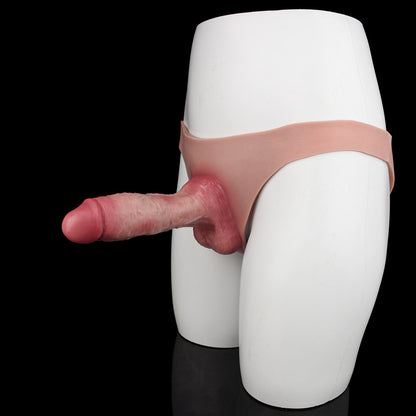 JK12 Luxe Hollow Strap-On Penis Sleeve 7.5 Inch with Natural Fit Waistband and Sculpted Real-Skin Texture