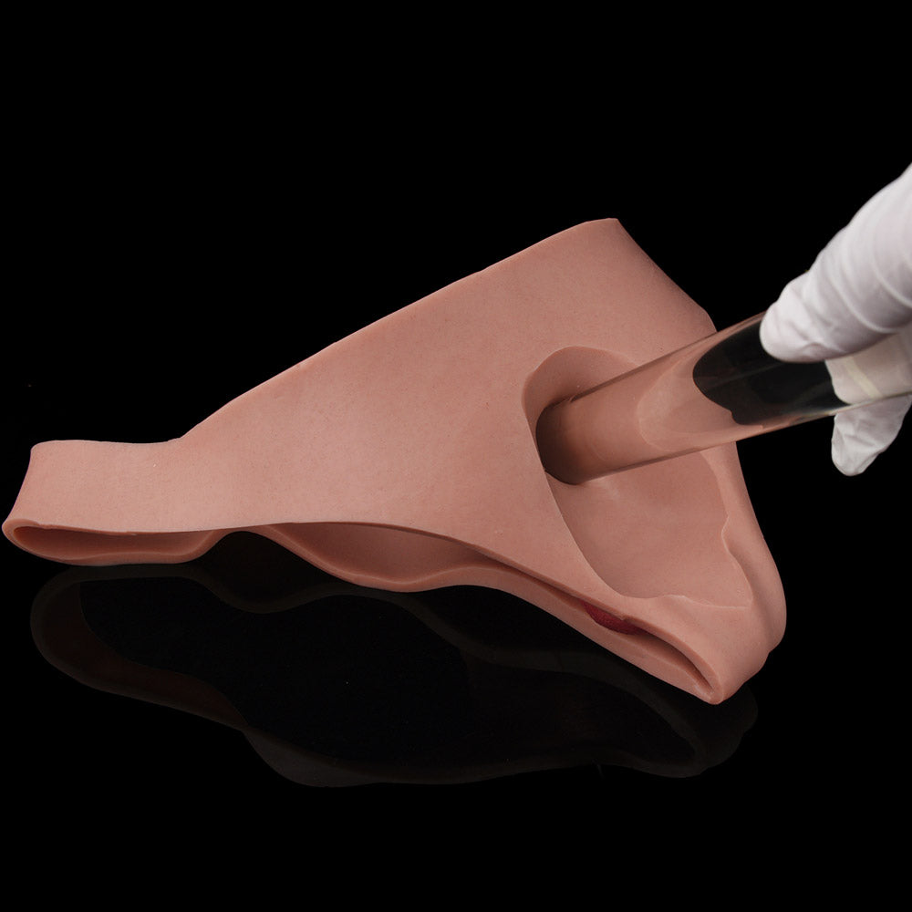 JK12 Luxe Hollow Strap-On Penis Sleeve 7.5 Inch with Natural Fit Waistband and Sculpted Real-Skin Texture