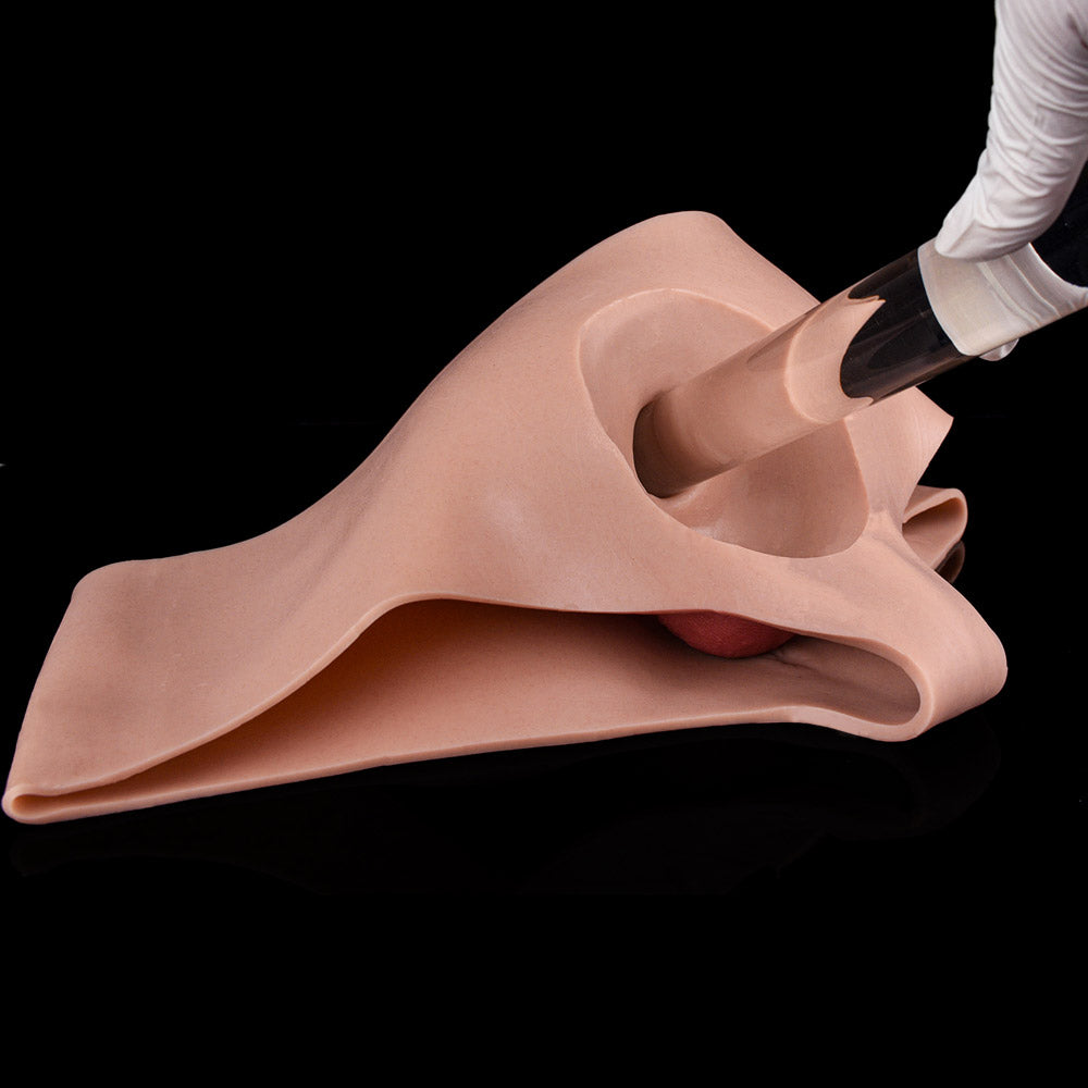 JK13 Luxe Full Silicone Hollow Strap-On Penis Sleeve 7.5 Inch with Ultra Realistic Soft Skin and Flexible Waist Fit