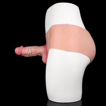 JK13 Luxe Full Silicone Hollow Strap-On Penis Sleeve 7.5 Inch with Ultra Realistic Soft Skin and Flexible Waist Fit