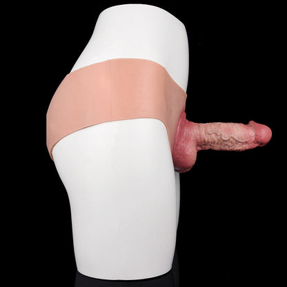 JK13 Luxe Full Silicone Hollow Strap-On Penis Sleeve 7.5 Inch with Ultra Realistic Soft Skin and Flexible Waist Fit