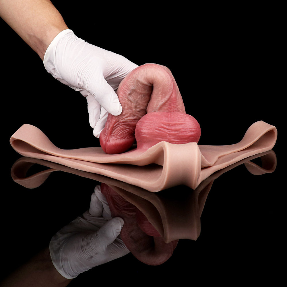 JK14 Luxe Realistic Full-Silicone Strap-On Penis Sleeve 8 Inch with Refined Veins and Natural Flex Design