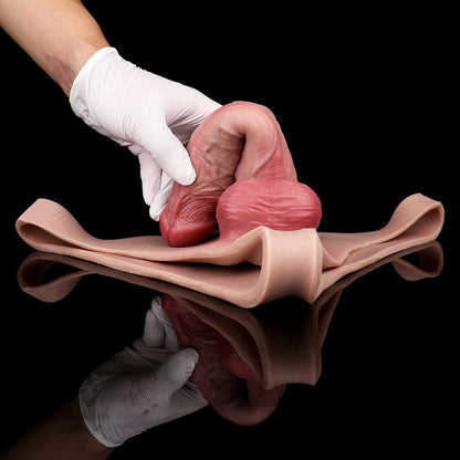 JK14 Luxe Realistic Full-Silicone Strap-On Penis Sleeve 8 Inch with Refined Veins and Natural Flex Design