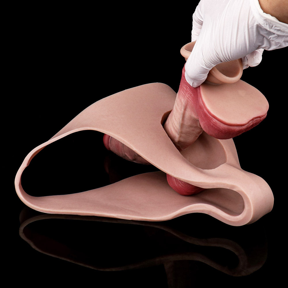 JK14 Luxe Realistic Full-Silicone Strap-On Penis Sleeve 8 Inch with Refined Veins and Natural Flex Design