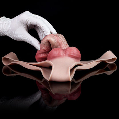 JK15 Luxe Liquid Silicone Hollow Strap-On Penis Sleeve 6.5 Inch with Lifelike Texture and Secure Body Fit
