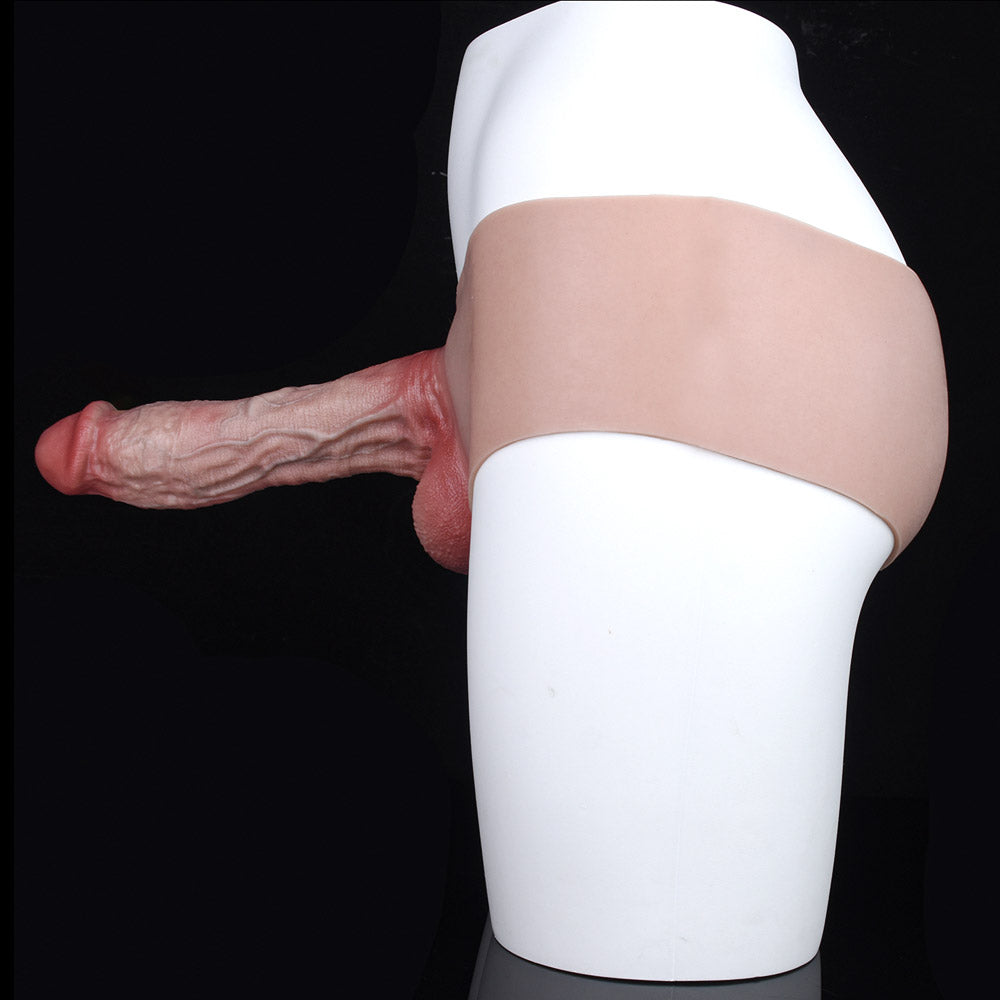 JK17 Luxe Large Hollow Strap-On Penis Sleeve 9 Inch with 3-Inch Extra Extension and Broad Sculpted Head