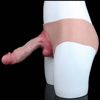 JK19 Luxe Large Full Silicone Hollow Strap-On Penis Sleeve 9 Inch with Realistic Veins and Sculpted Crown Detail