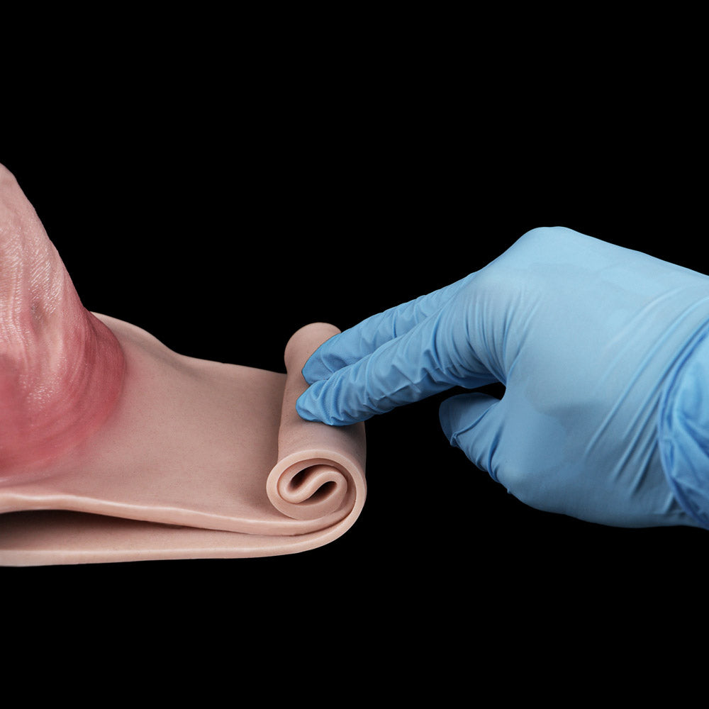 JK19 Luxe Large Full Silicone Hollow Strap-On Penis Sleeve 9 Inch with Realistic Veins and Sculpted Crown Detail