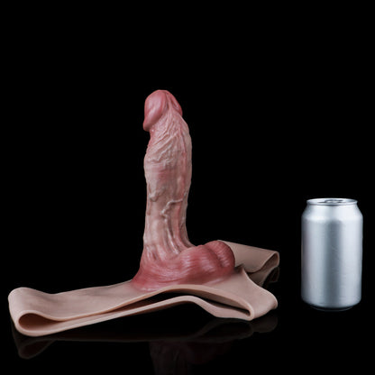 JK19 Luxe Large Full Silicone Hollow Strap-On Penis Sleeve 9 Inch with Realistic Veins and Sculpted Crown Detail