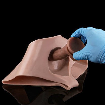 JK19 Luxe Large Full Silicone Hollow Strap-On Penis Sleeve 9 Inch with Realistic Veins and Sculpted Crown Detail