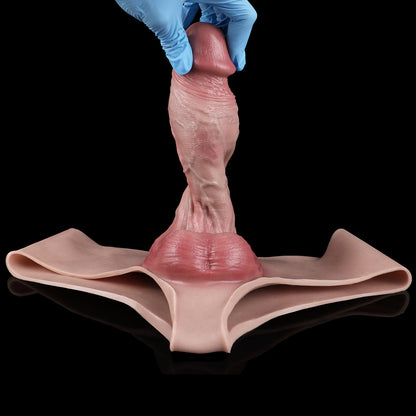 JK19 Luxe Large Full Silicone Hollow Strap-On Penis Sleeve 9 Inch with Realistic Veins and Sculpted Crown Detail