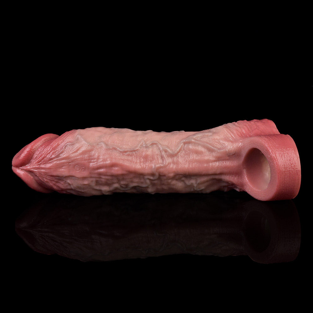 JV71 Luxe Realistic Vibrating Penis Extension Sleeve 7.5 Inch with 2.5" Extra Length and 10 Intense G-Spot Vibration Modes