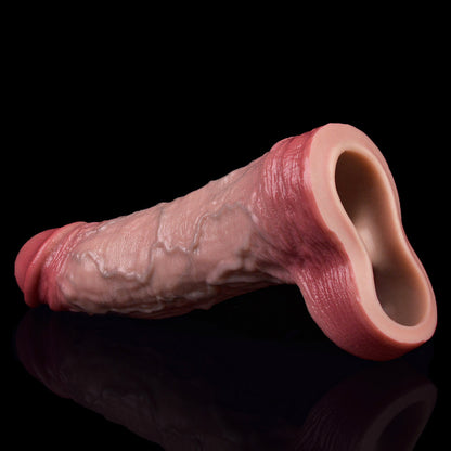 JV71 Luxe Realistic Vibrating Penis Extension Sleeve 7.5 Inch with 2.5" Extra Length and 10 Intense G-Spot Vibration Modes