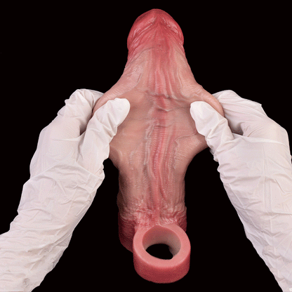 JV73 Luxe Uncut Realistic Vibrating Penis Extender 8.5 Inch with 10 Vibration Modes and Deep G-Spot Pleasure