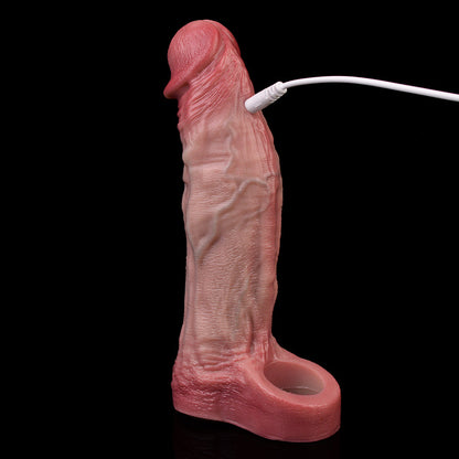 JV74 Luxe Realistic Wireless Remote Vibrating Penis Extender 7.5 Inch with 10 Vibration Modes and Extra 2 Inch Length
