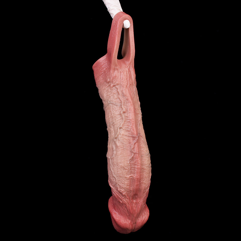 JV78 Luxe Realistic Vibrating Penis Extender 9 Inch with Extra 2.5 Inch Length and 10 Intense Stimulation Patterns