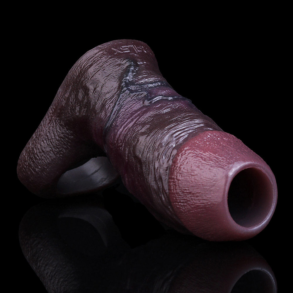 JC21 Luxe Ultra-Realistic Deep Skin Tone Girth-Enhancing Sleeve 4–7 Inch (4 Sizes) with Open-Ended Design and Prominent Ridge