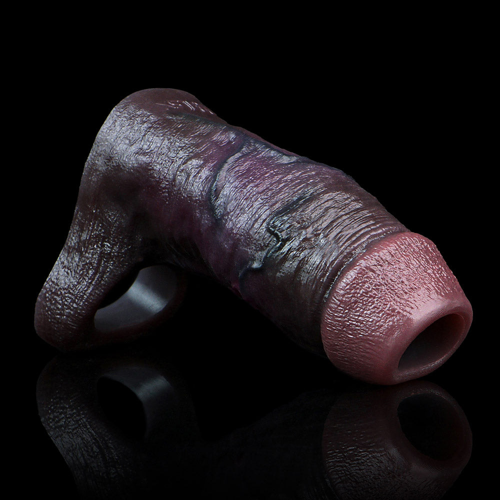 JC22 Luxe Deep Coffee Open-Head Penis Sleeve 4–6 Inch (3 sizes) with Sculpted Texture and Deep-Tone Sensuality