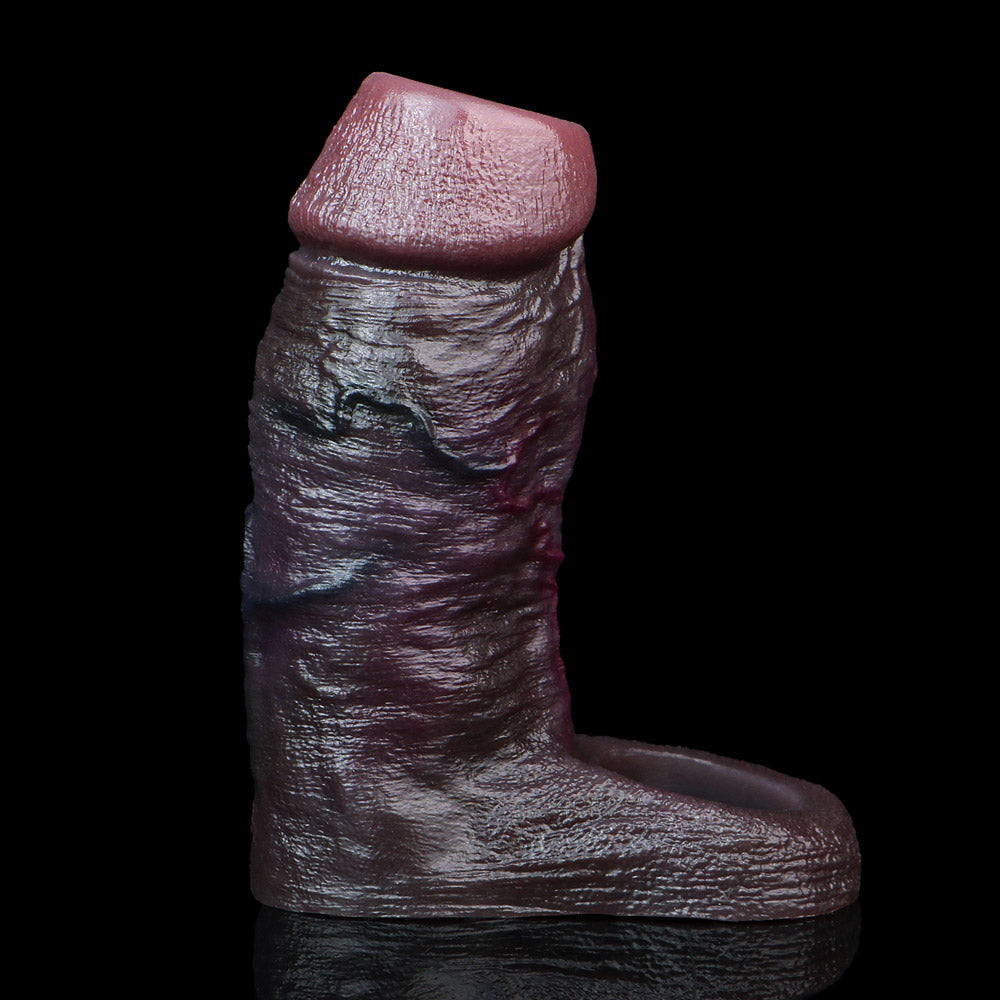 JC22 Luxe Deep Coffee Open-Head Penis Sleeve 4–6 Inch (3 sizes) with Sculpted Texture and Deep-Tone Sensuality