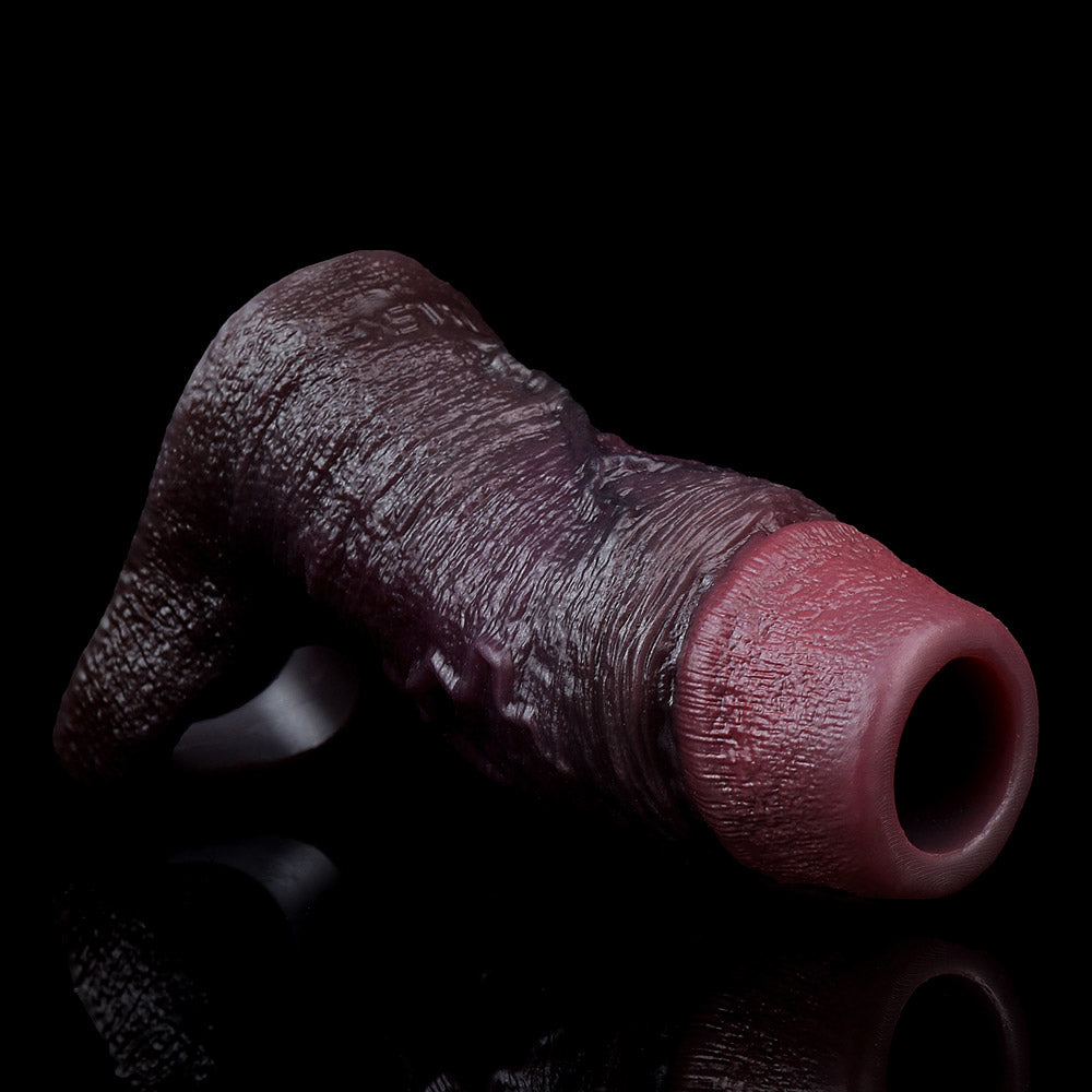 JC23 Luxe Lifelike Deep Skin Tone Open Ended Penis Sleeve 4–5 Inch (3 Sizes) with Exposed Glans and Natural Texture