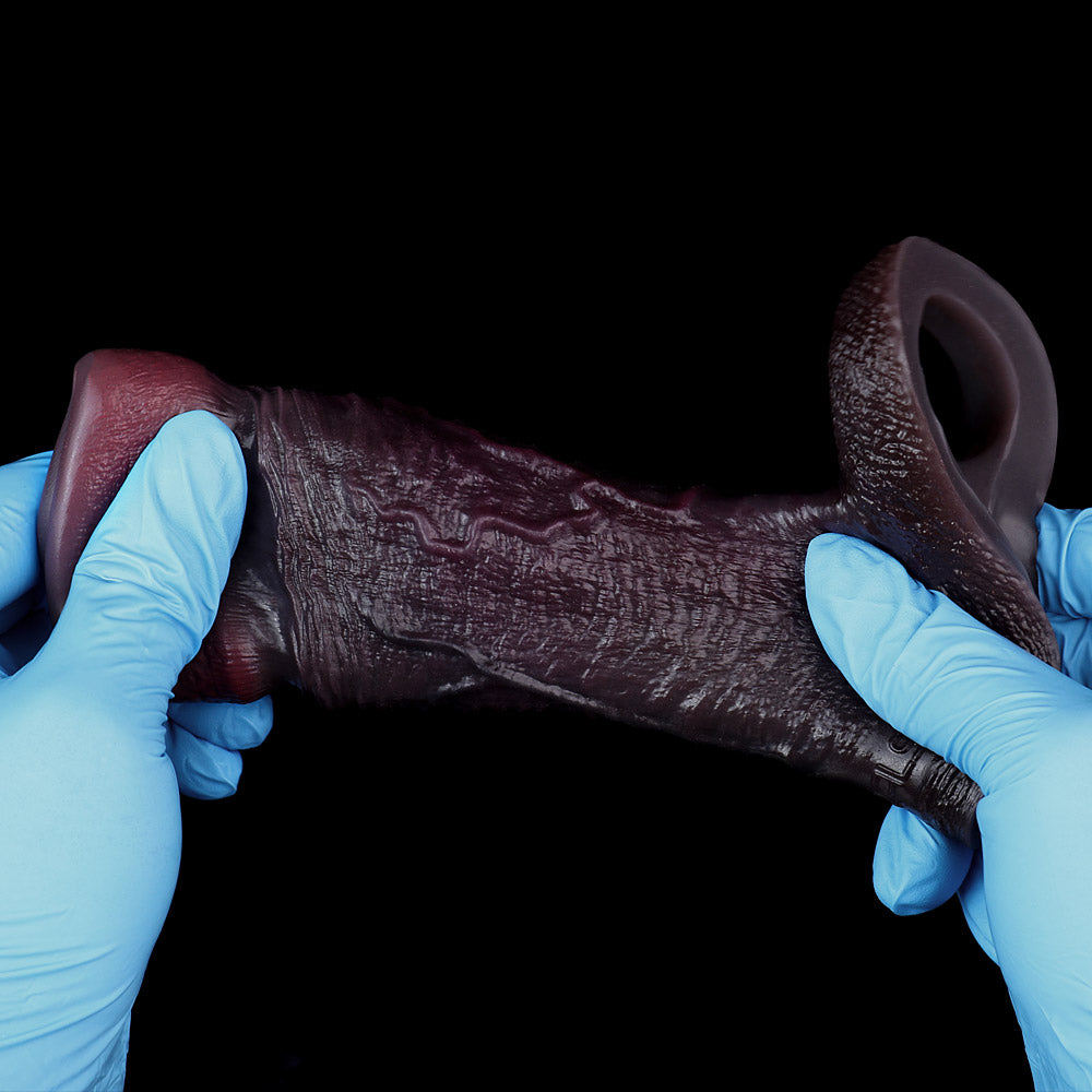 JC23 Luxe Lifelike Deep Skin Tone Open Ended Penis Sleeve 4–5 Inch (3 Sizes) with Exposed Glans and Natural Texture
