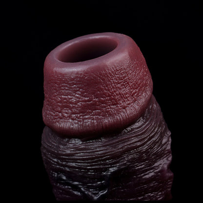 JC23 Luxe Lifelike Deep Skin Tone Open Ended Penis Sleeve 4–5 Inch (3 Sizes) with Exposed Glans and Natural Texture