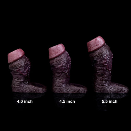 JC23 Luxe Lifelike Deep Skin Tone Open Ended Penis Sleeve 4–5 Inch (3 Sizes) with Exposed Glans and Natural Texture