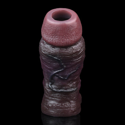 JC24 Luxe Deep Coffee Open Ended Girth Enhancer 4–6 Inch (4 sizes) with Full Sculpted Texture and Ultra-Soft Liquid Silicone