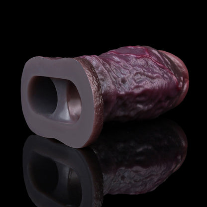 JC24 Luxe Deep Coffee Open Ended Girth Enhancer 4–6 Inch (4 sizes) with Full Sculpted Texture and Ultra-Soft Liquid Silicone