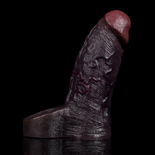 JC69 Luxe Ultra-Realistic Deep Skin Tone Silicone Penis Extender 5.0–6.5 Inch with Lifelike Texture and Ball Loop