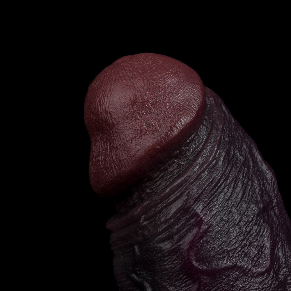 JC69 Luxe Ultra-Realistic Deep Skin Tone Silicone Penis Extender 5.0–6.5 Inch with Lifelike Texture and Ball Loop