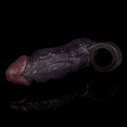 JC70 Luxe Real-Feel Thick Silicone Penis Extender 6.5 Inch with Rich Deep Skin Tone and Soft Skin Feel