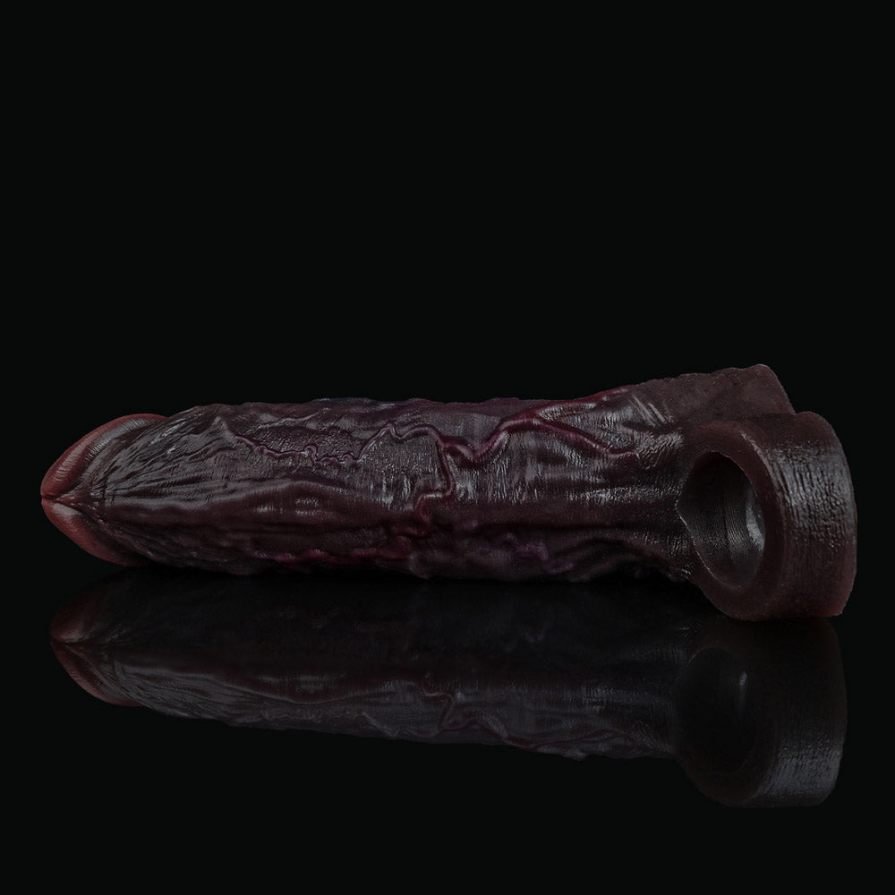 JC71 Luxe Life-Like Deep Skin Tone Silicone Penis Extender 7.5 Inch with Realistic Veins and Fuller Fit