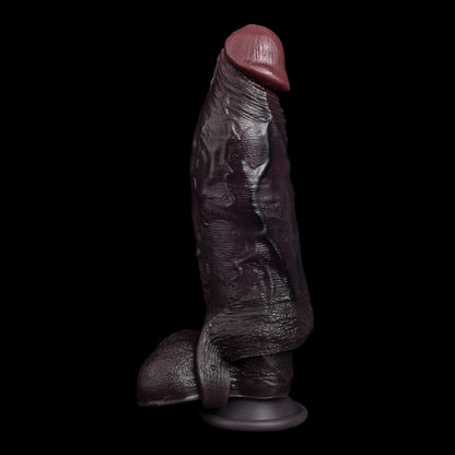 JC74 Luxe Life-Like Penis Extender 7.5 Inch in Deep Skin Tone with Prominent Ridge and Natural Skin Fold Texture