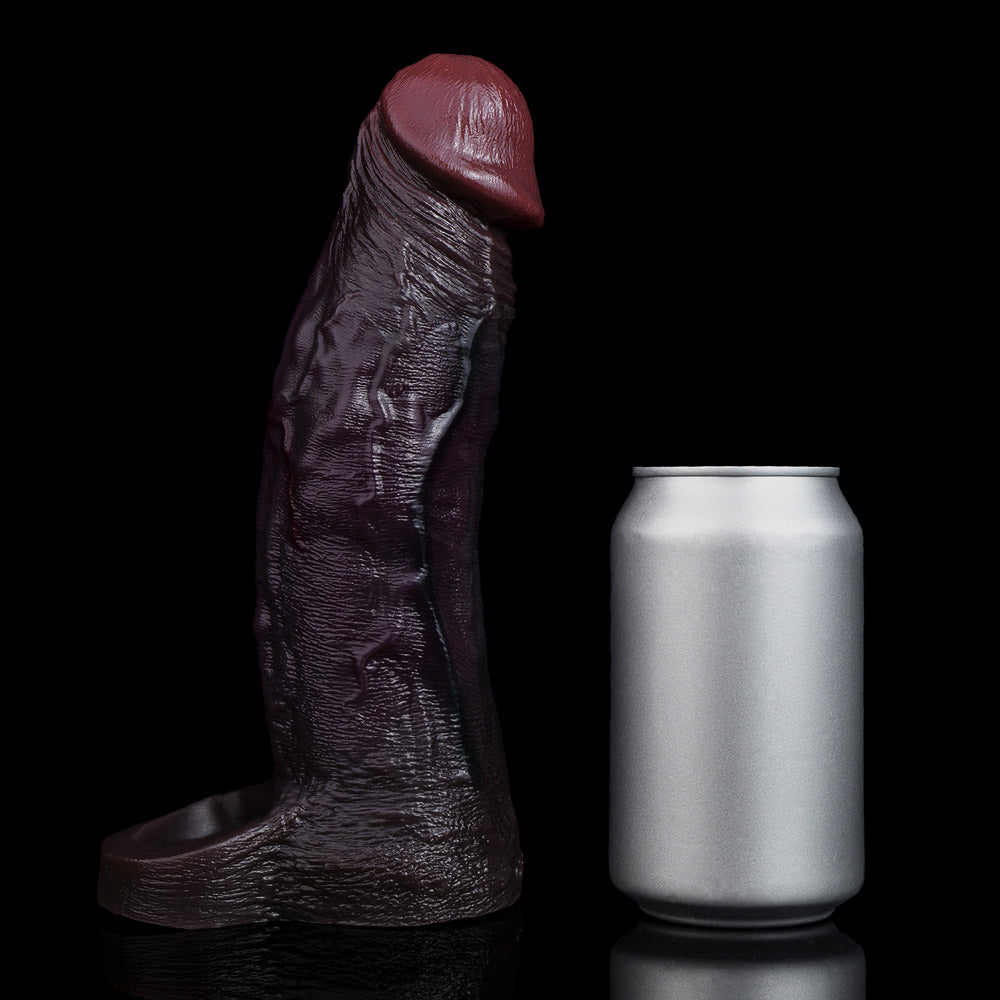 JC74 Luxe Life-Like Penis Extender 7.5 Inch in Deep Skin Tone with Prominent Ridge and Natural Skin Fold Texture