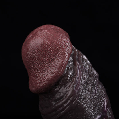 JC77 Luxe Real-Feel Silicone Penis Extender 7 Inch with Prominent Veins and Deep Coffee Skin Detail