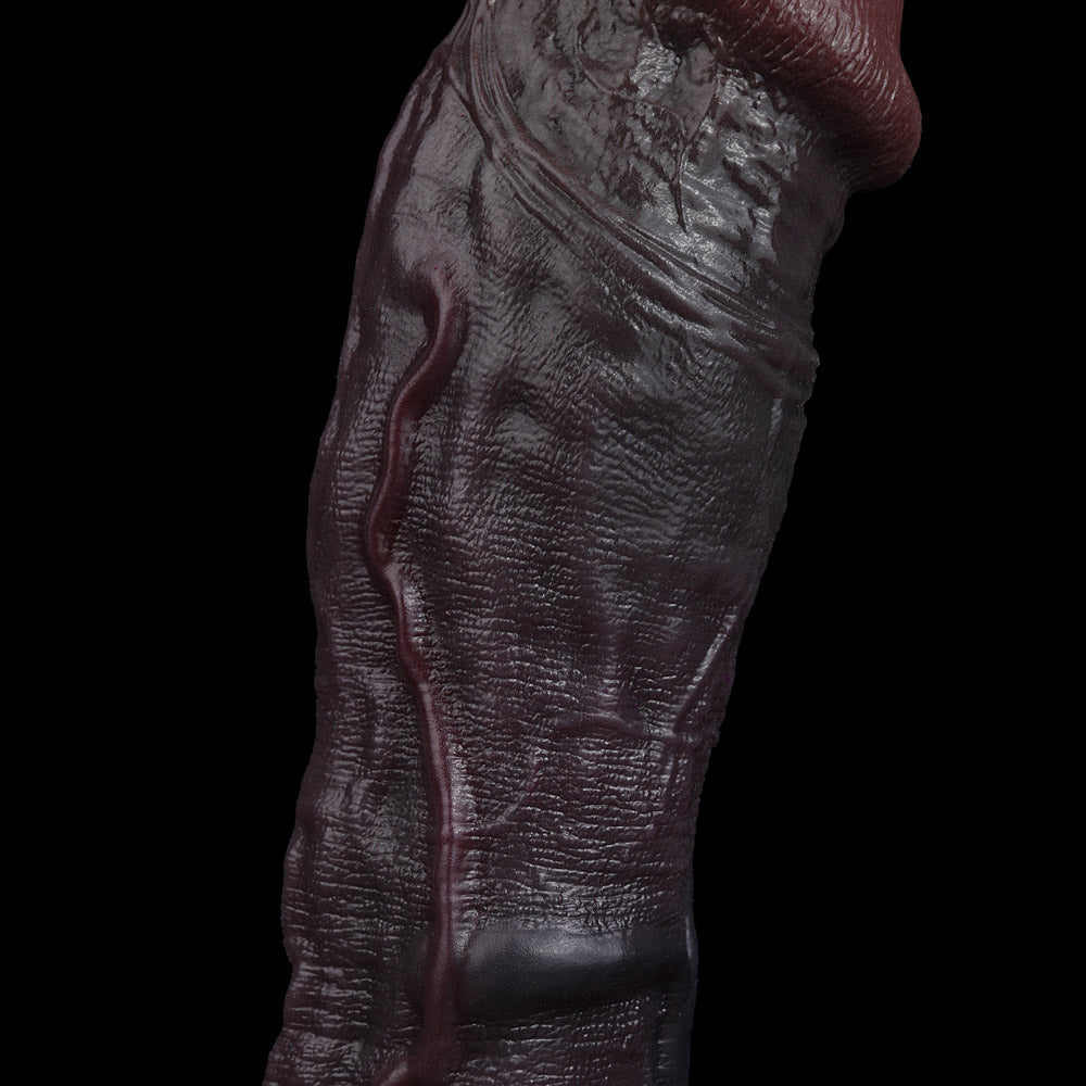 JC81 Luxe Ultra-Realistic Penis Extender 9 Inch with Big Head and Thickened Upper Shaft in Rich Deep Skin Tone